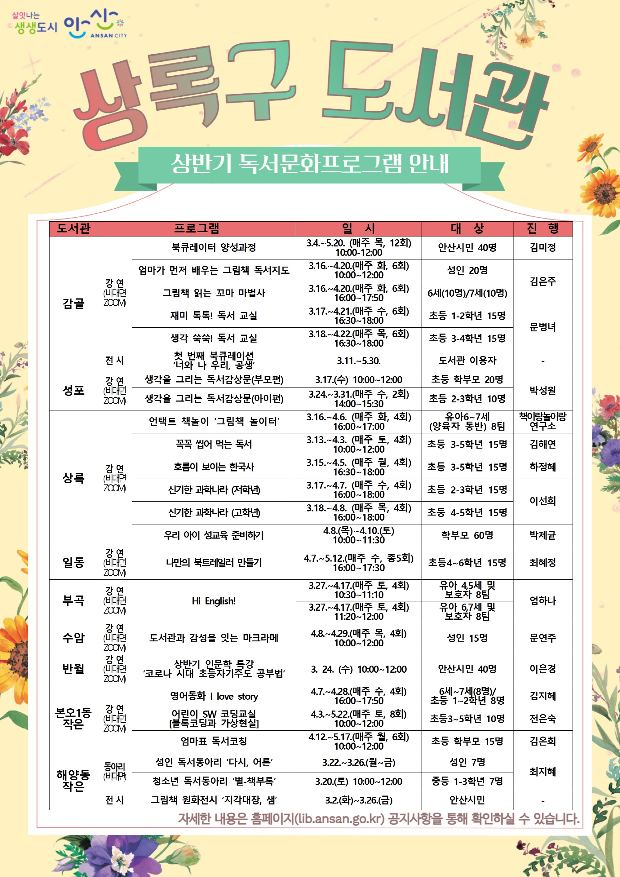 안산시 상록구 도서관, 비대면 독서문화프로그램 본격 운영