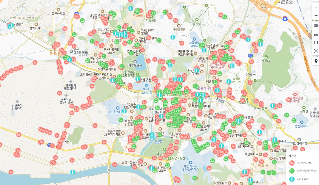 안산시, 자전거 편의시설 위치 정보는‘생활정보지도’에서 한눈에