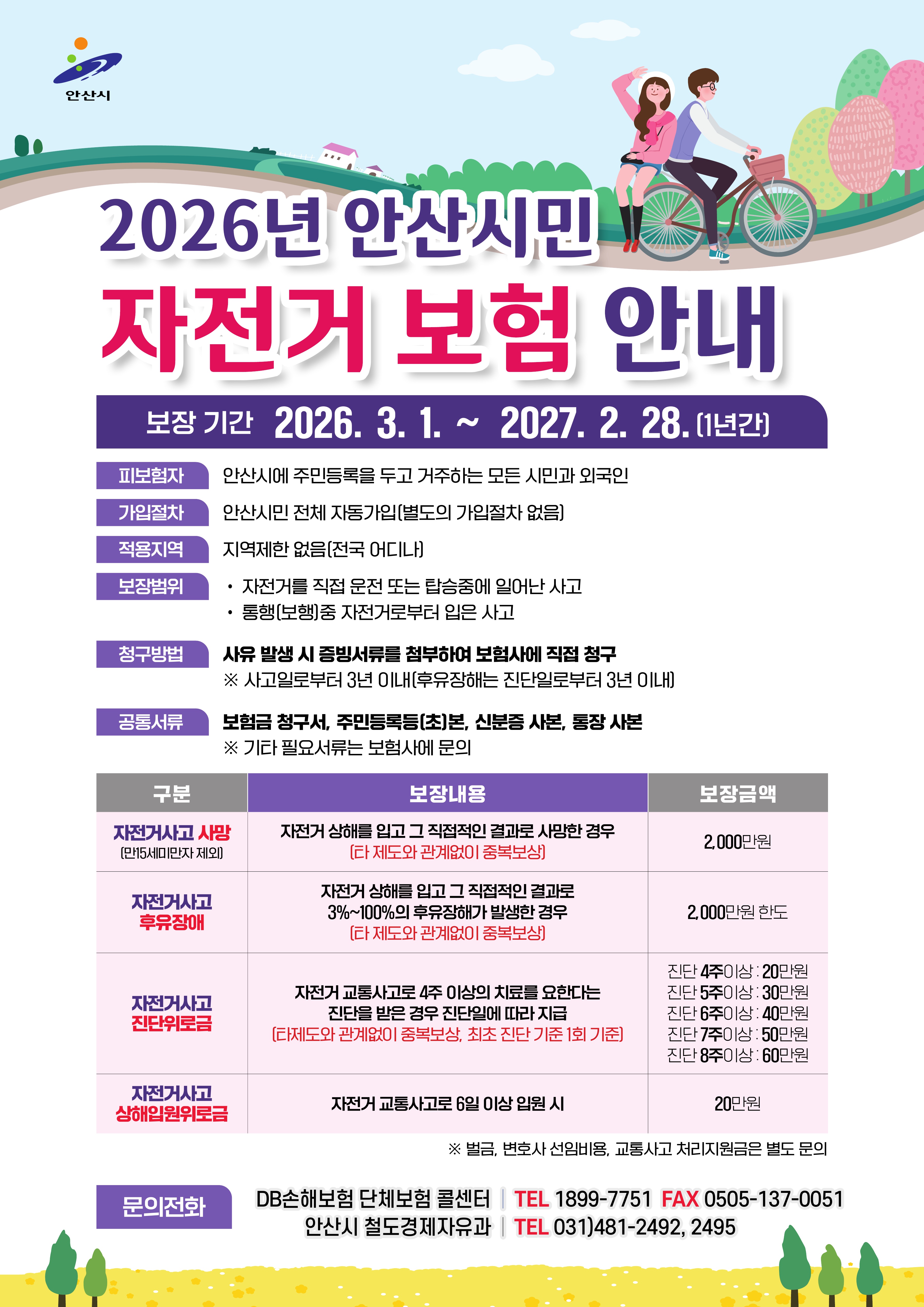 안산시, 자전거 사고 걱정 던다… 전 시민‘자전거보험’자동 가입